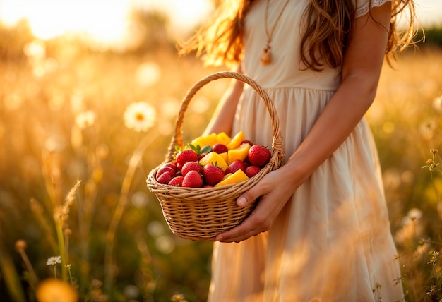 新鲜水果与行李箱